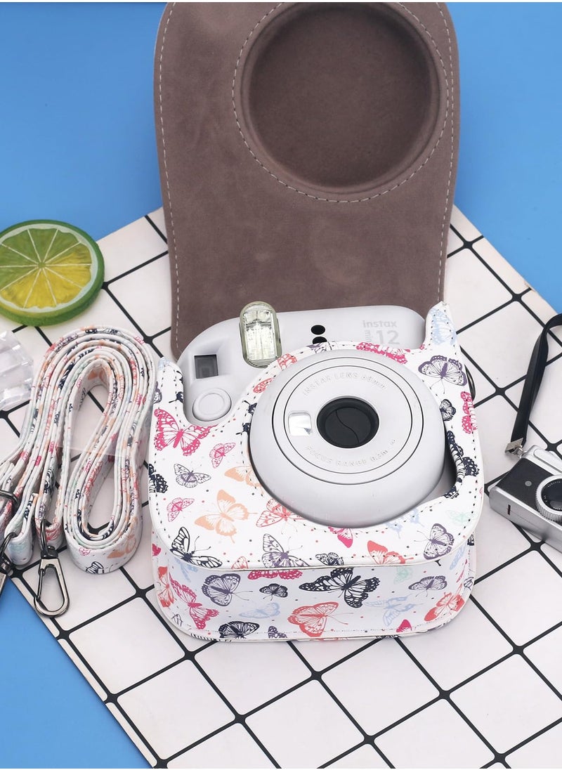 Protective Case for Fujifilm Instax Mini 12 11 9 Instant Camera, PU Leather Protective Case for Polaroid Camera Instax Mini 12 with Accessory Pocket and Adjustable Strap