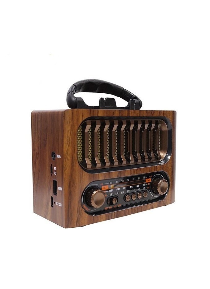 Portable Vintage Decor Radio Retro Bluetooth Speaker FM/AM/SW Old Fashion Classic Style Adjustable Antenna Rechargeable Battery Powered for Outdoor Picnic Beach Camping Supports TF Card USB