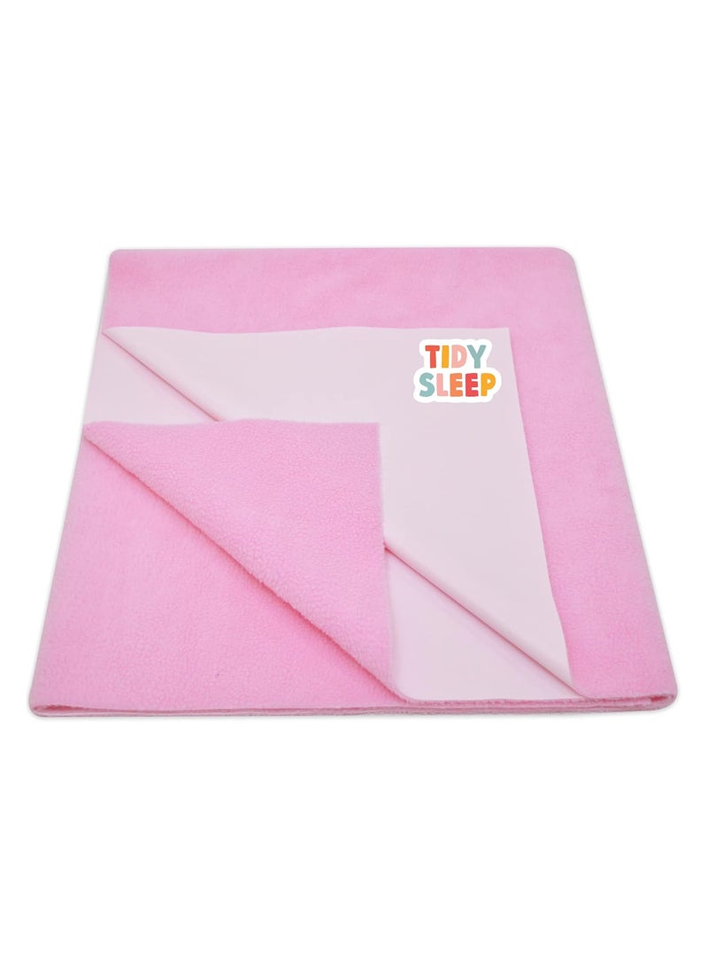 Tidy Sleep Instadry AntiPiling Fleece Extra Absorbent Quick Dry Sheet for New Born Babies Cotton Bed Protector Mattress Pack of 1 Baby Pink Large 140x100 cm