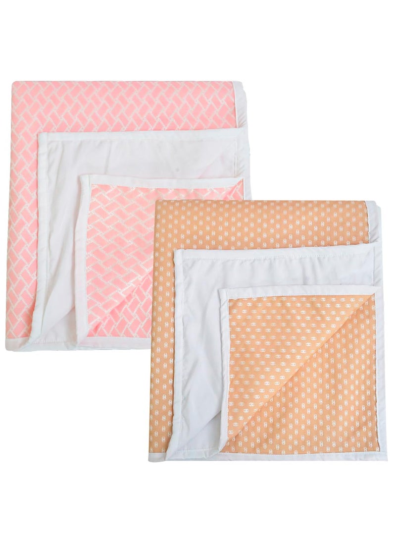 ADBENI HOME Ecofriendly Jacquard Quick Dry Sheet for New Born Babies Reusable Waterproof Cotton Bed Protector Baby Sheet Cot Sheet for Toddler Extra Absorbent 210GSM Large 140x100cm Pink Gold