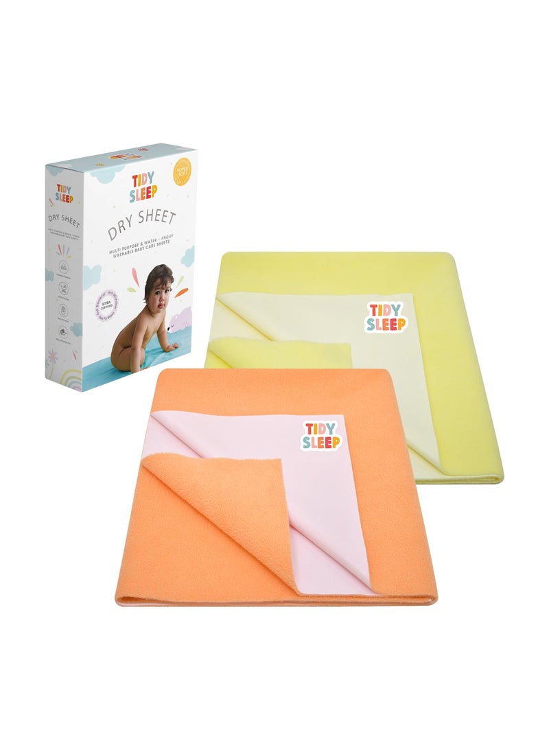 Tidy Sleep Instadry AntiPiling Fleece Extra Absorbent Quick Dry Sheet for New Born Babies Cotton Bed Protector Mattress Pack of 2 Peach Medium 100x70 cm