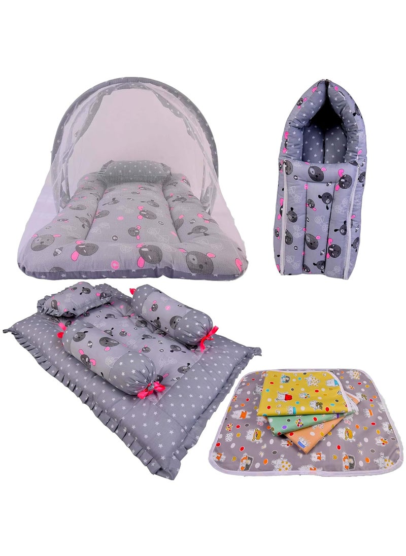 Kwitchy Baby Cotton Complete Sleeping Essentials All in One Bedding Essentials 06 Months Grey 4PCS Set