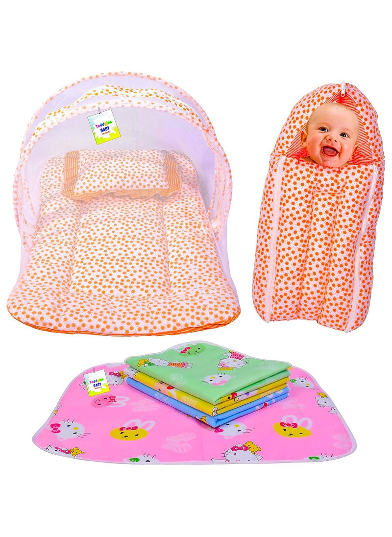 Toddylon Baby Bedding Sets New Born Baby Bed Combo Mattress with Net Sleeping Bag Mosquito Net Carry Bag Nappy Changing Mat Products All 06 Months