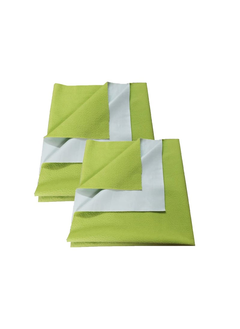 Neruti Enterprise AntiPiling Fleece Baby Sheet Extra Absorbent Quick Dry Sheet Baby Bed Protector Waterproof Baby Sheet Large Pack of 2_Light Green