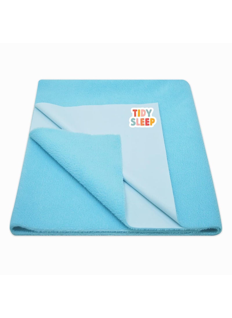 Tidy Sleep Instadry AntiPiling Fleece Extra Absorbent Quick Dry Sheet for New Born Babies Cotton Bed Protector Mattress Pack of 1 Baby Blue Large 140x100 cm