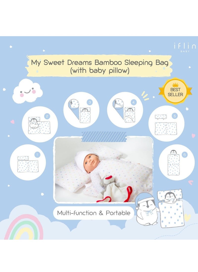My Sweet Dreams Bamboo Sleeping Bag (with Baby Pillow) - Playful Stars