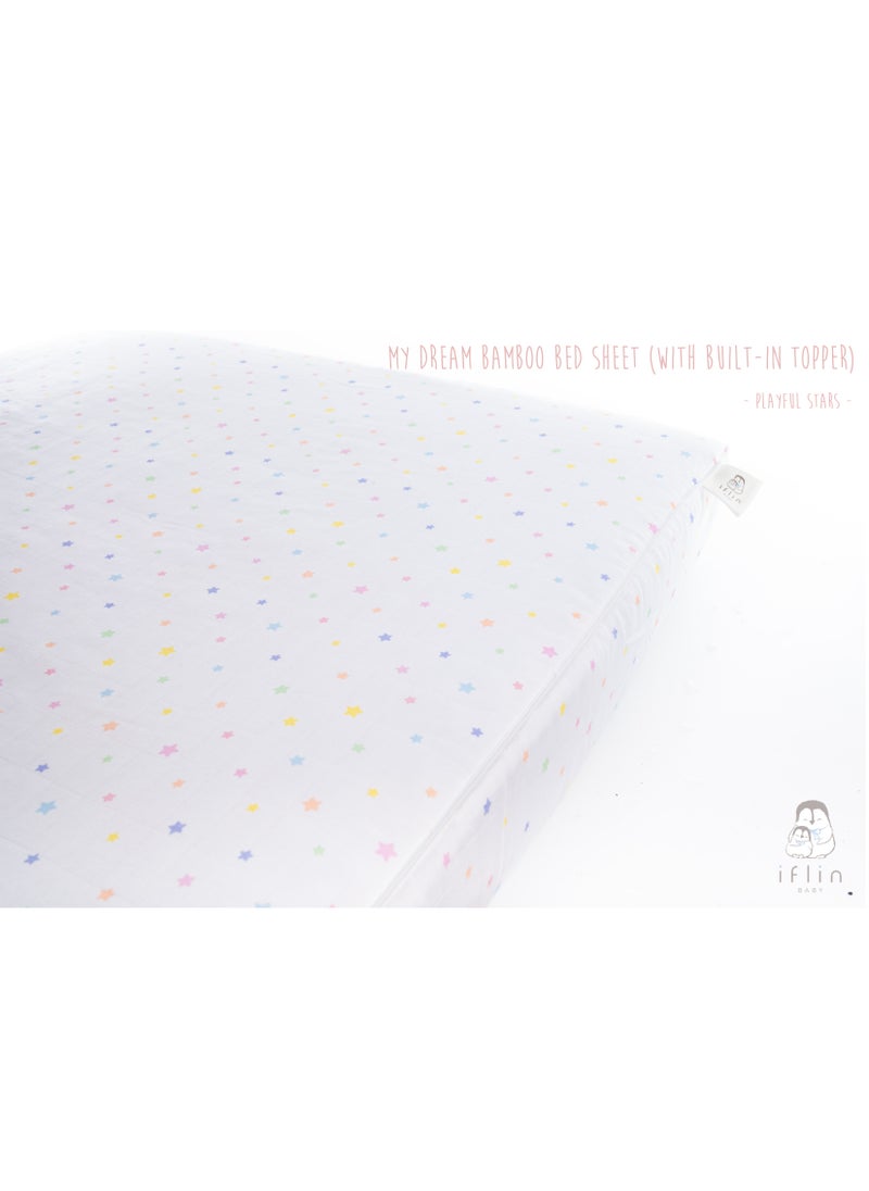 My Dream Bamboo Bed Sheet 70x120cm (with Built-in Topper) - Playful Stars