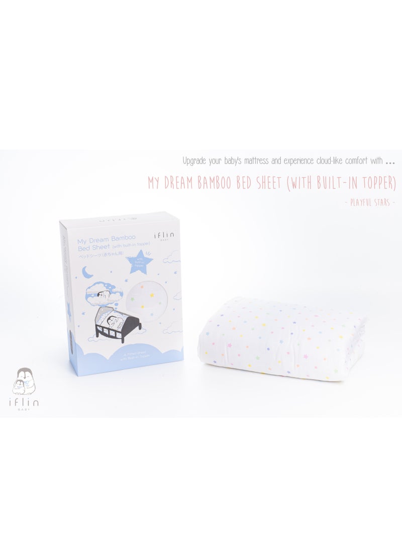 My Dream Bamboo Bed Sheet 70x120cm (with Built-in Topper) - Playful Stars
