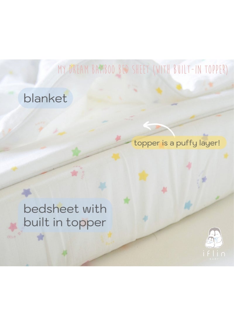 My Dream Bamboo Bed Sheet 70x120cm (with Built-in Topper) - Playful Stars