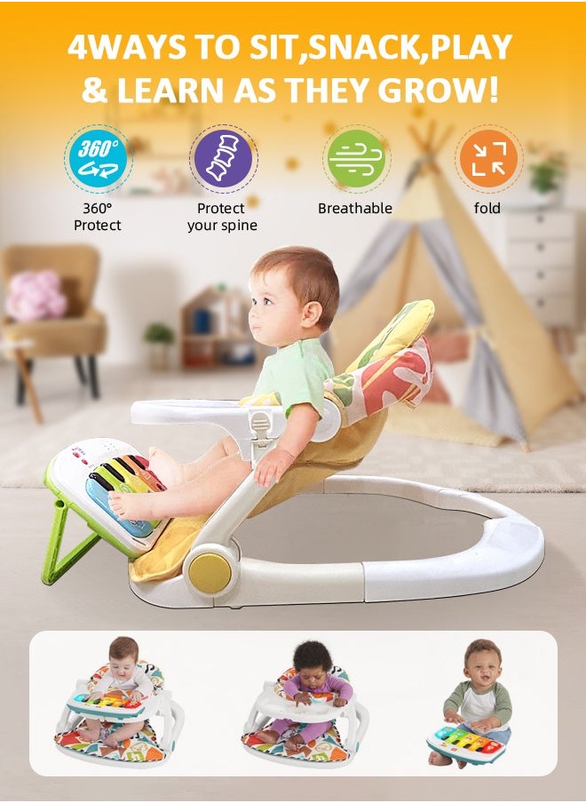 Baby Sitting Support Baby Floor Seat Activity Center Sit Up Infant Feeding Playing Chair Foldable Baby Chair with Music and Light