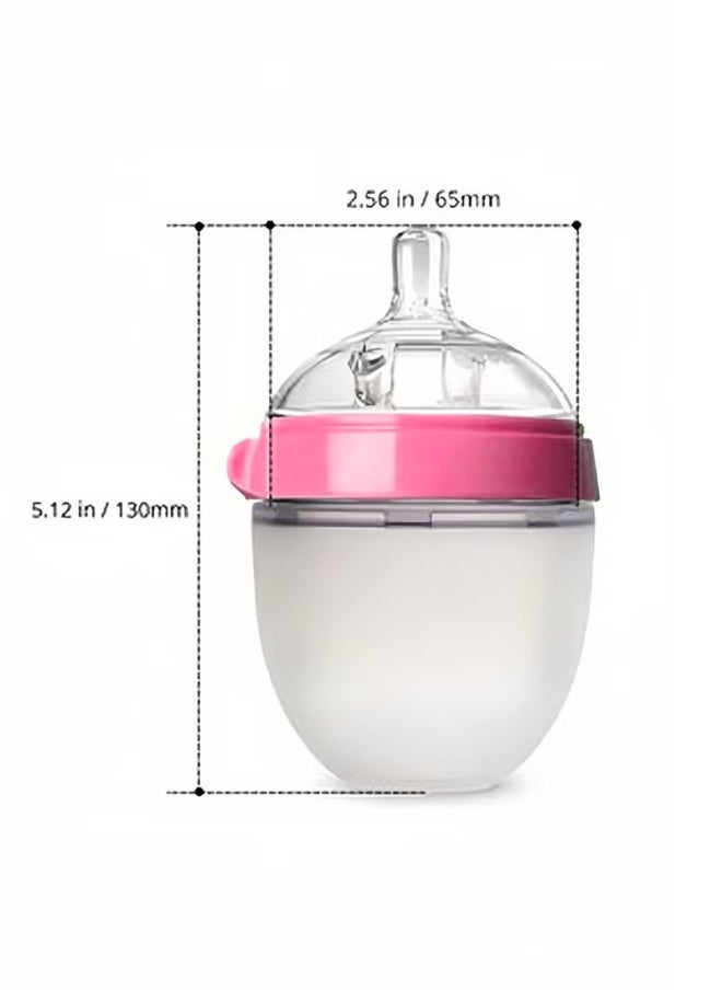 1 Pack Natural Feel Baby Bottle, Soft and Squeezy, Easy to Clean, Dual Anti Colic Vent Bottle for Baby, Infants and Newborn 150ml (pink)