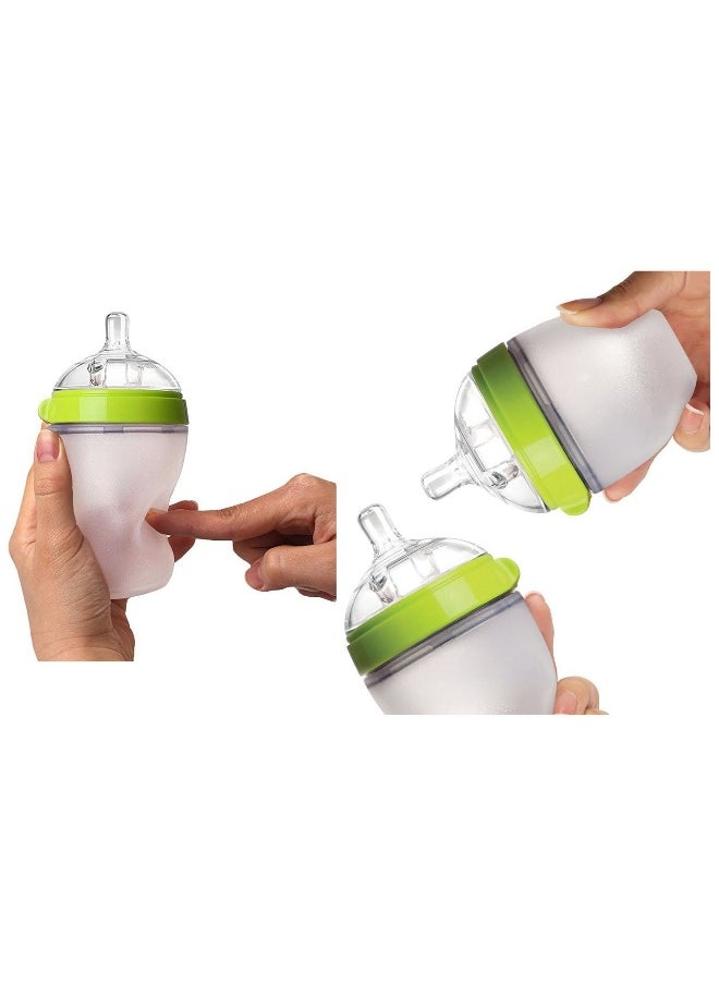 1 Pack Natural Feel Baby Bottle, Soft and Squeezy, Easy to Clean, Dual Anti Colic Vent Bottle for Baby, Infants and Newborn 150ml (Green)