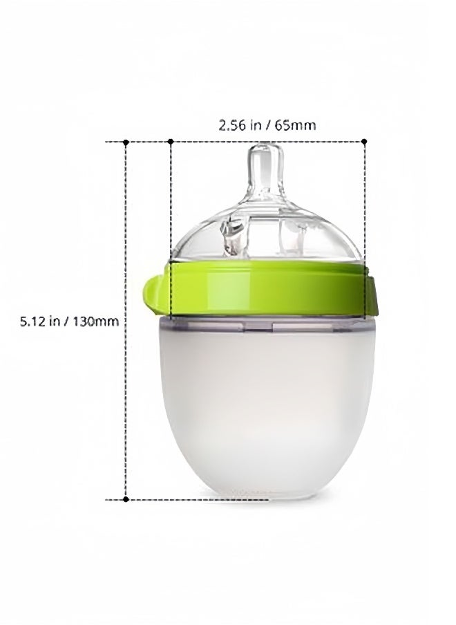 1 Pack Natural Feel Baby Bottle, Soft and Squeezy, Easy to Clean, Dual Anti Colic Vent Bottle for Baby, Infants and Newborn 150ml (Green)