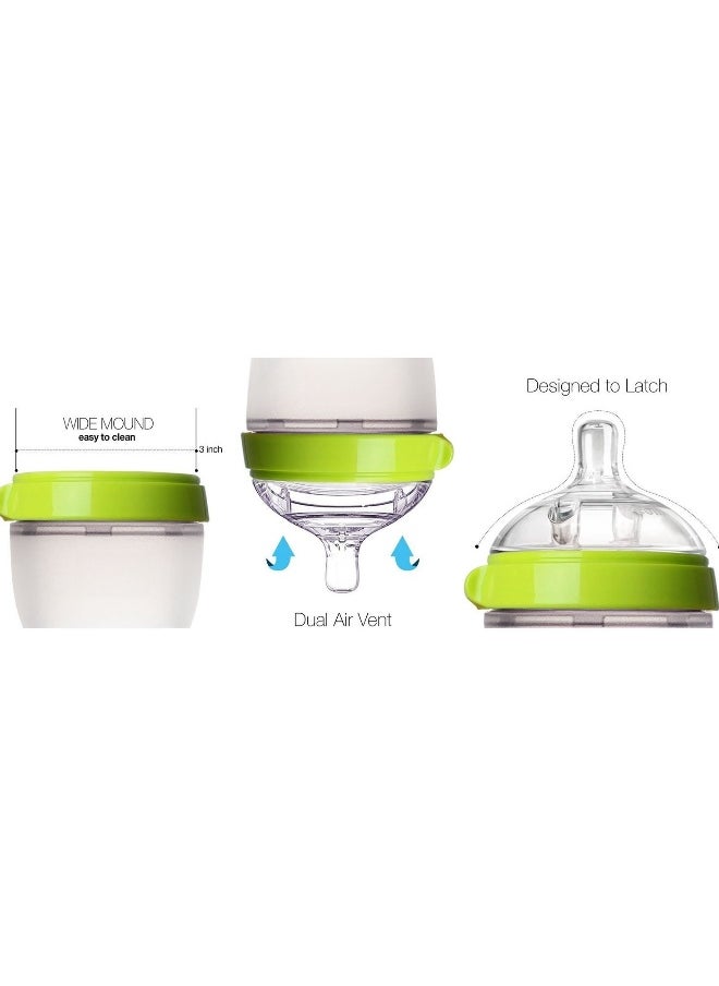 1 Pack Natural Feel Baby Bottle, Soft and Squeezy, Easy to Clean, Dual Anti Colic Vent Bottle for Baby, Infants and Newborn 150ml (Green)