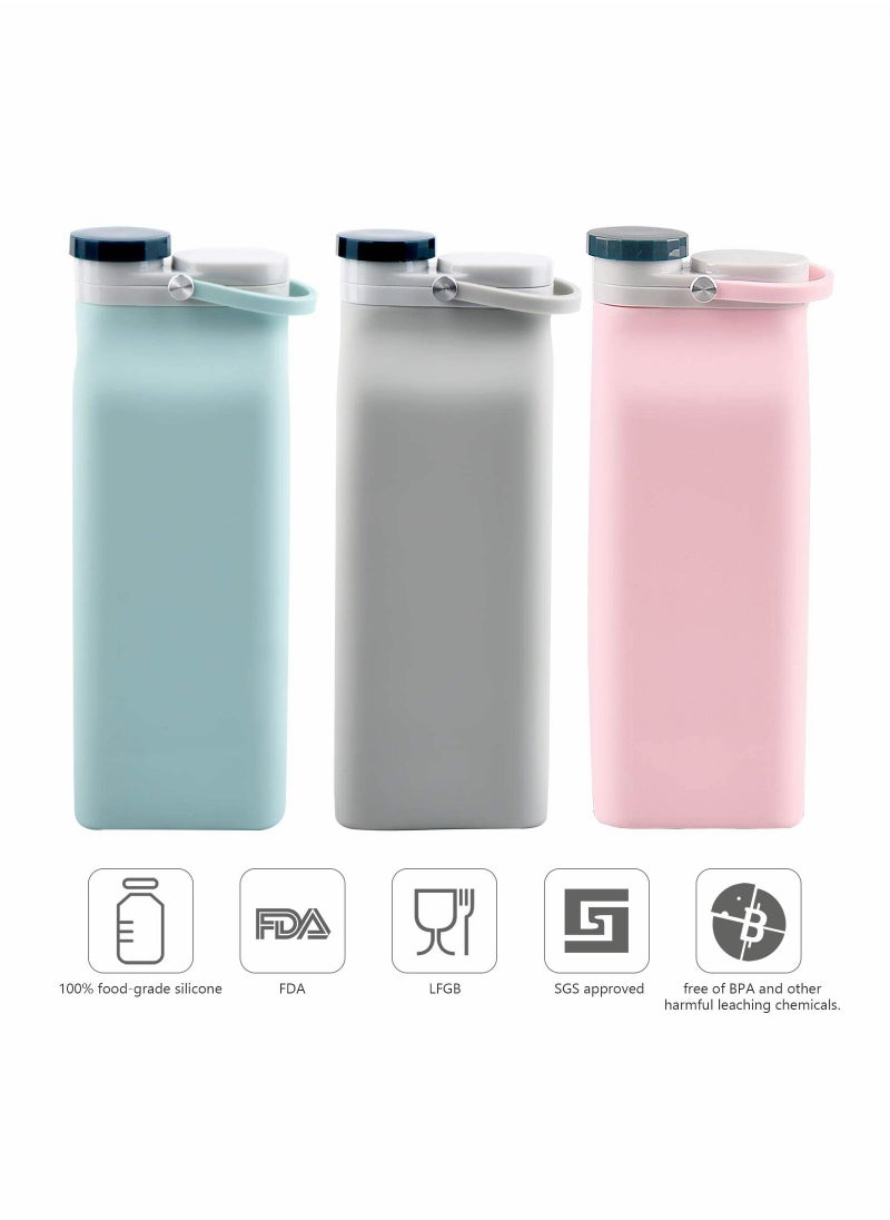 Travel Friendly 20oz Collapsible Water Bottle BPA Free Leak Proof Design Pink Color for Outdoor Activities