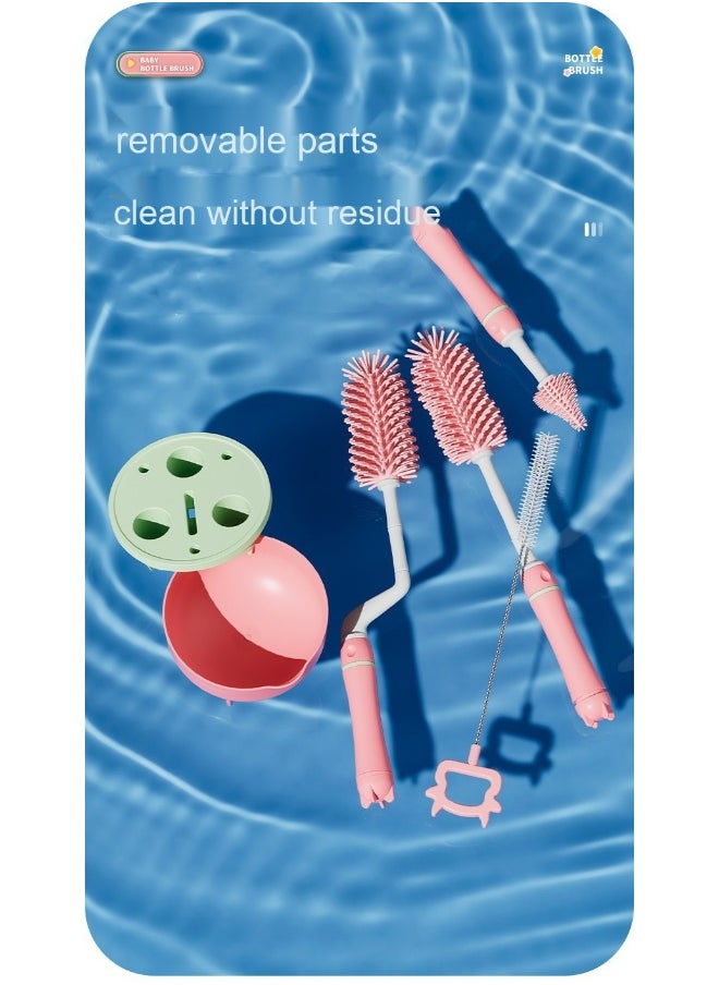 Baby Bottle Brush Set with Straw Brush, Nipple Brush, and Bottle Drying Rack