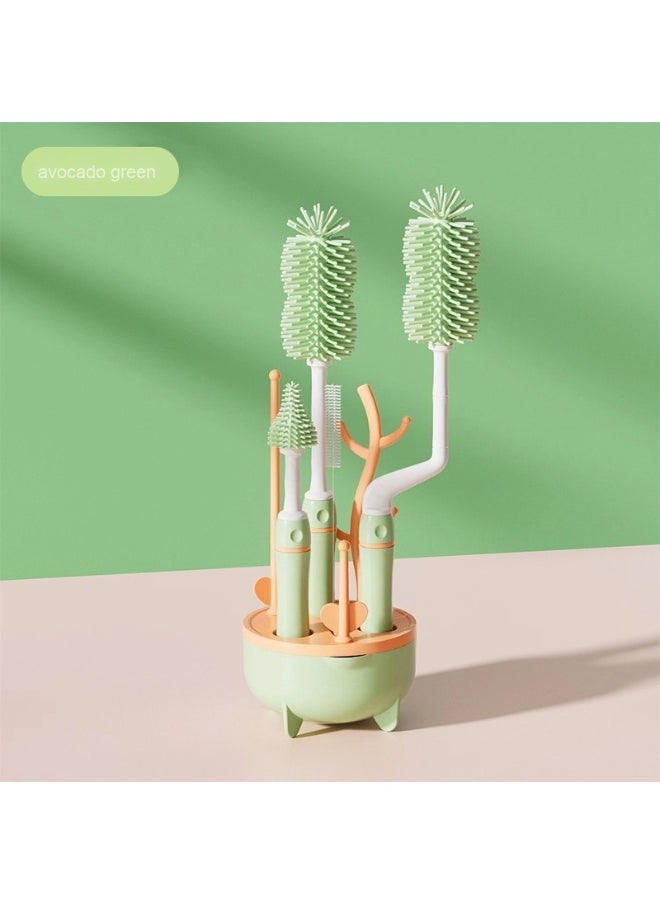 Baby Bottle Brush Set with Straw Brush, Nipple Brush, and Bottle Drying Rack