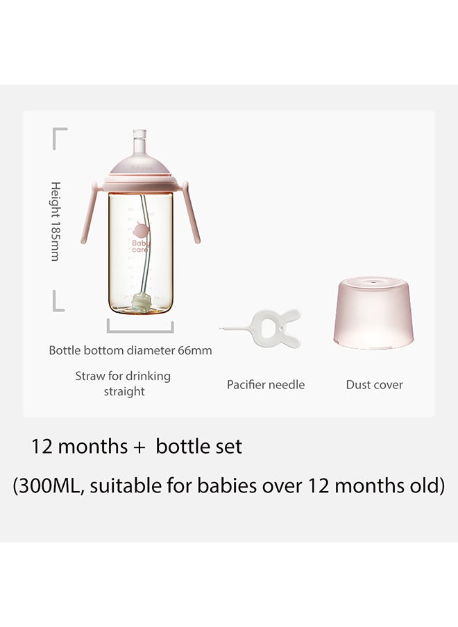 Babycare - Nopayon Pro Anti-Colic Feeding Bottle – Weir Powder Pink – 300ml for Toddlers 12M+ – BPA-Free, BPI Certified, Wide Neck, Soft Silicone Nipple, Leak-Proof, Ergonomic Grip, Easy to Clean, Toddler Milk Bottle, Heat-Resistant, Safe Feeding, Pediatrician Recommended, Durable Design