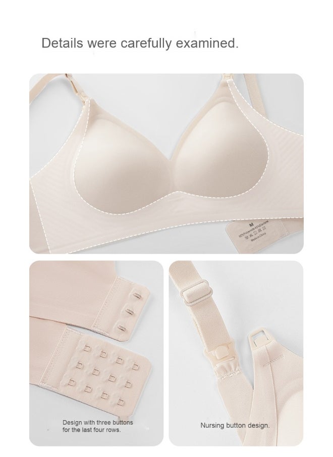 Jelly Strip Soft Support Nursing Bra with Gathered Design, Anti-Sagging, Postpartum Feeding, Fixed Cup Pads for Plus Size Moms