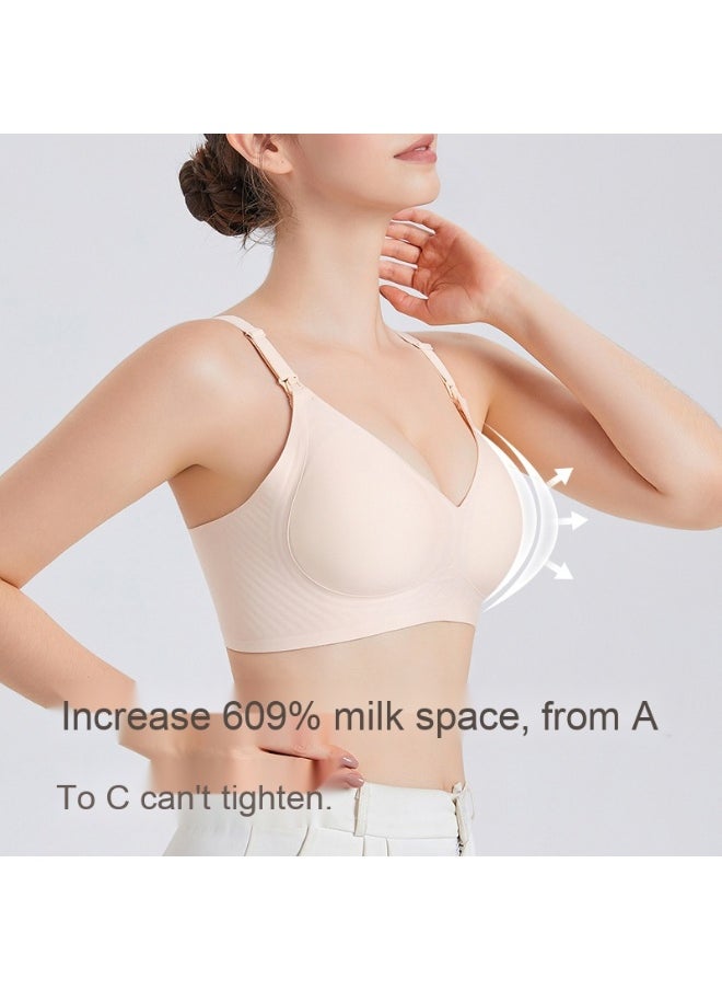 Jelly Strip Soft Support Nursing Bra with Gathered Design, Anti-Sagging, Postpartum Feeding, Fixed Cup Pads for Plus Size Moms