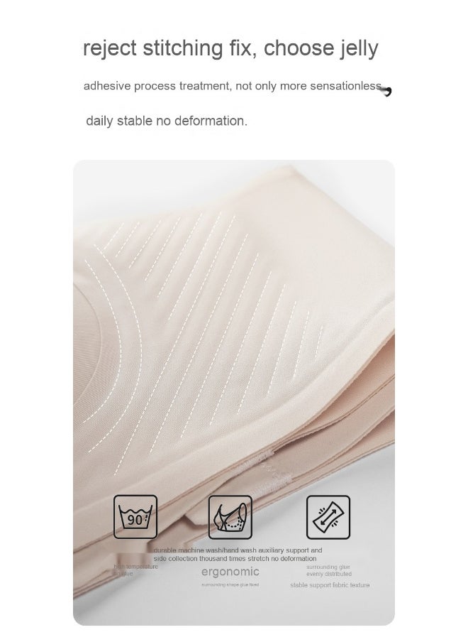 Jelly Strip Soft Support Nursing Bra with Gathered Design, Anti-Sagging, Postpartum Feeding, Fixed Cup Pads for Plus Size Moms