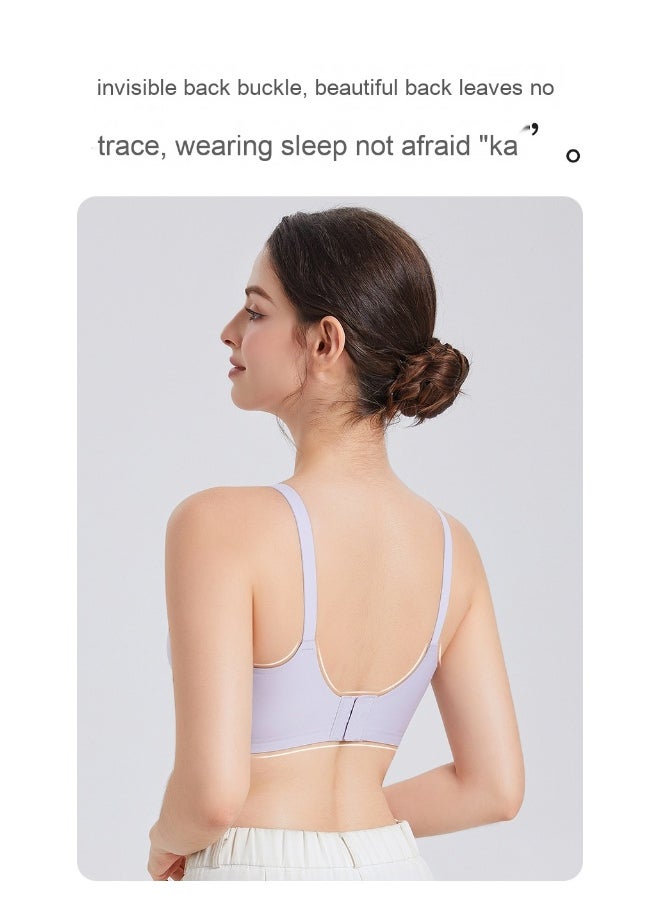 Jelly Strip Soft Support Nursing Bra with Gathered Design, Anti-Sagging Pads for Postpartum Breastfeeding, Ideal for Large Bust and Maternity Use.