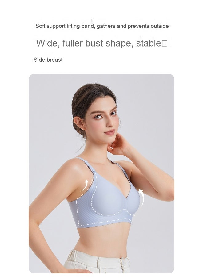 Soft Support Nursing Bra with Jelly Strips for Postpartum, Gathered Design to Prevent Sagging, Fixed Cup Pads for Busty Pregnant Women