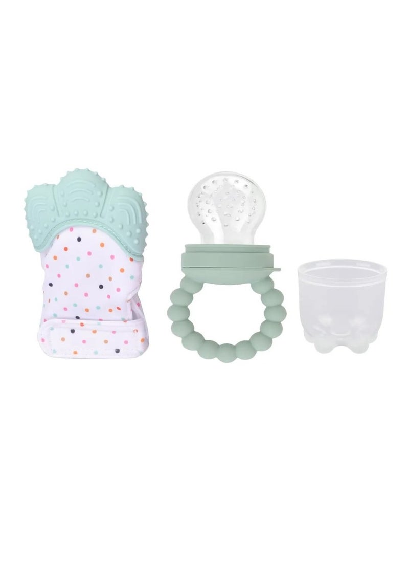 Pikkaboo Chew & Feed Teether with Fruit Pacifier Duo-Mint