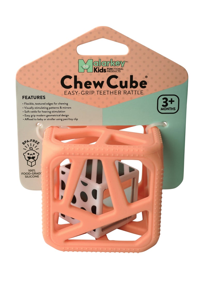 Chew Cube Baby Teether Rattle | Soft Food-Grade Silicone Teething Toy | BPA-Free | Stimulates Gripping & Motor Skills | 3M+ | Dimensions: L 8 x B 2 x H 10.5 cm