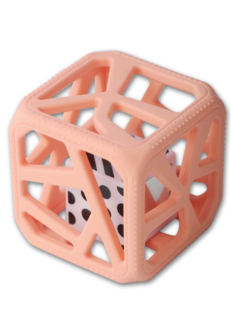 Chew Cube Baby Teether Rattle | Soft Food-Grade Silicone Teething Toy | BPA-Free | Stimulates Gripping & Motor Skills | 3M+ | Dimensions: L 8 x B 2 x H 10.5 cm