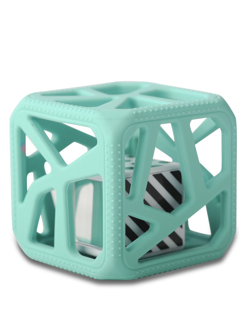 Chew Cube Baby Teether Rattle | Soft Food-Grade Silicone Teething Toy | BPA-Free | Stimulates Gripping & Motor Skills | 3M+ | Dimensions: L 8 x B 2 x H 10.5 cm