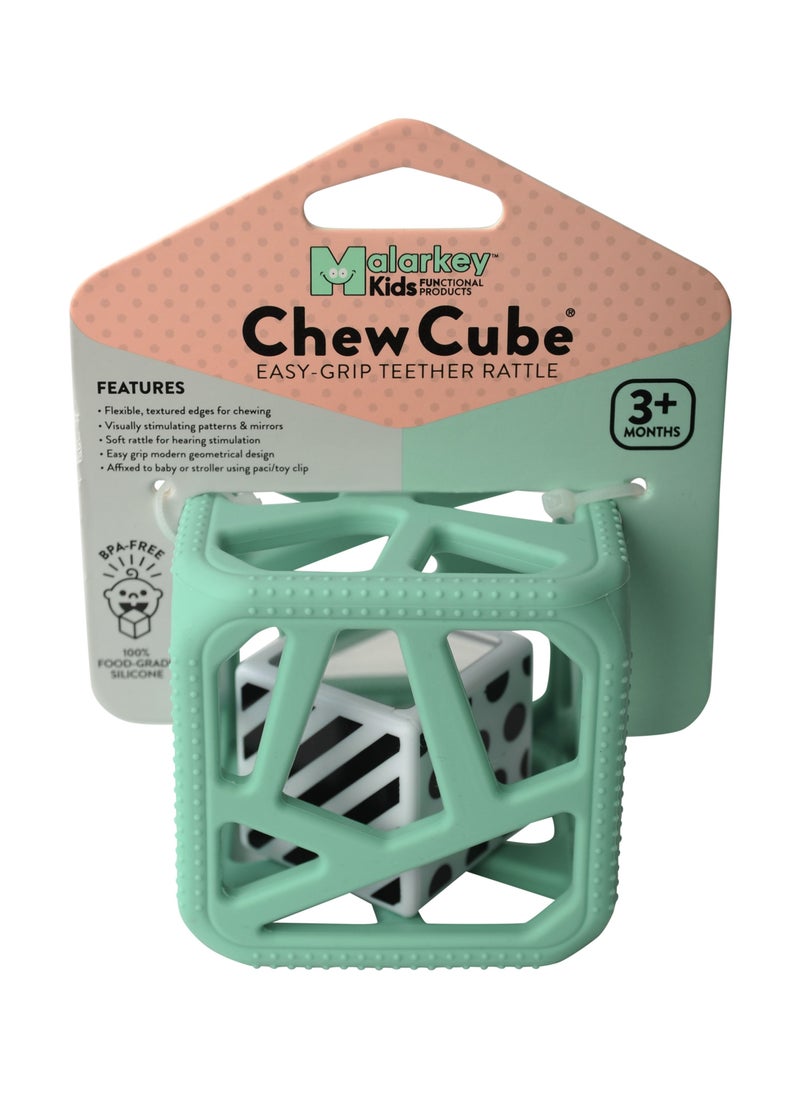 Chew Cube Baby Teether Rattle | Soft Food-Grade Silicone Teething Toy | BPA-Free | Stimulates Gripping & Motor Skills | 3M+ | Dimensions: L 8 x B 2 x H 10.5 cm