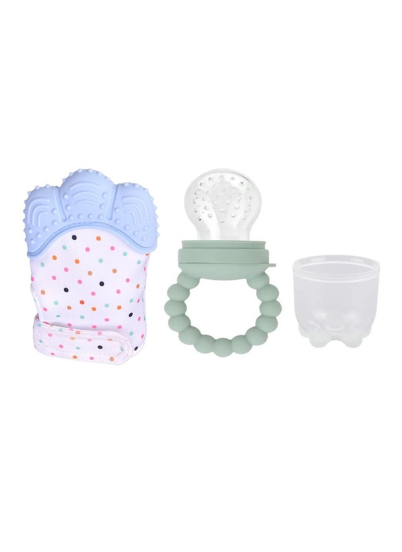 Pikkaboo Chew & Feed Teether with Fruit Pacifier Duo - Blue