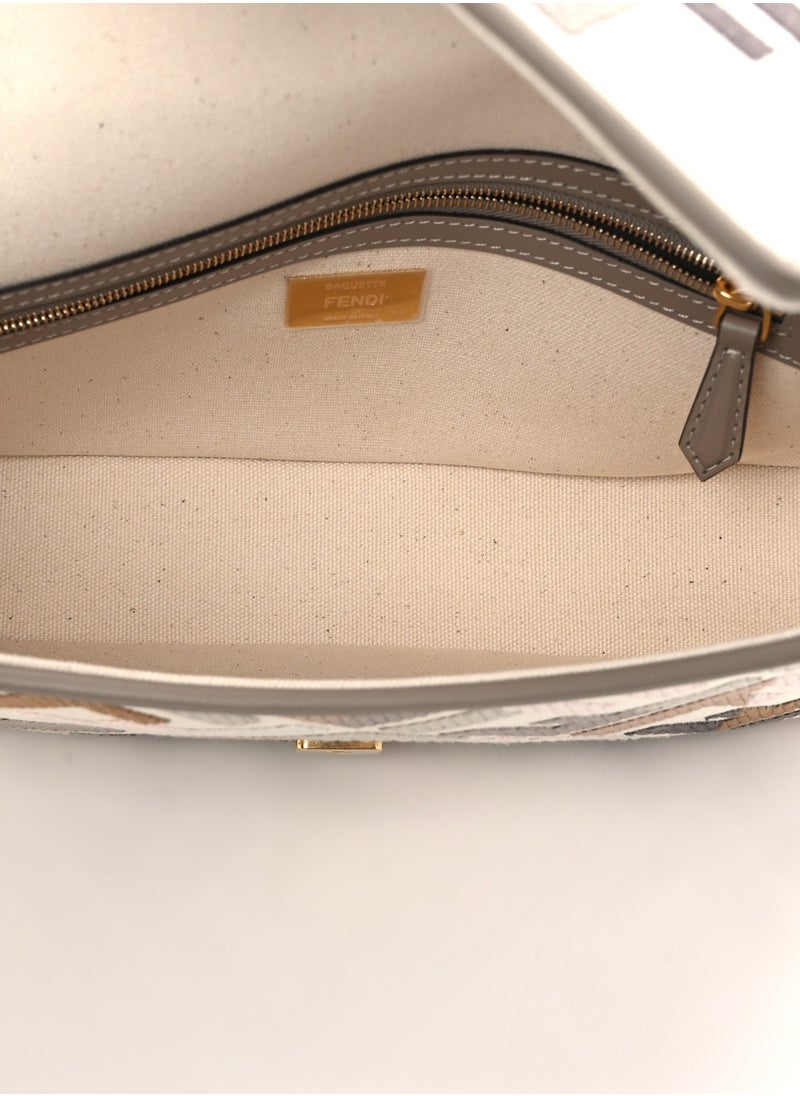 Canvas Vitello King Extra Strap FF Embroidered Baguette