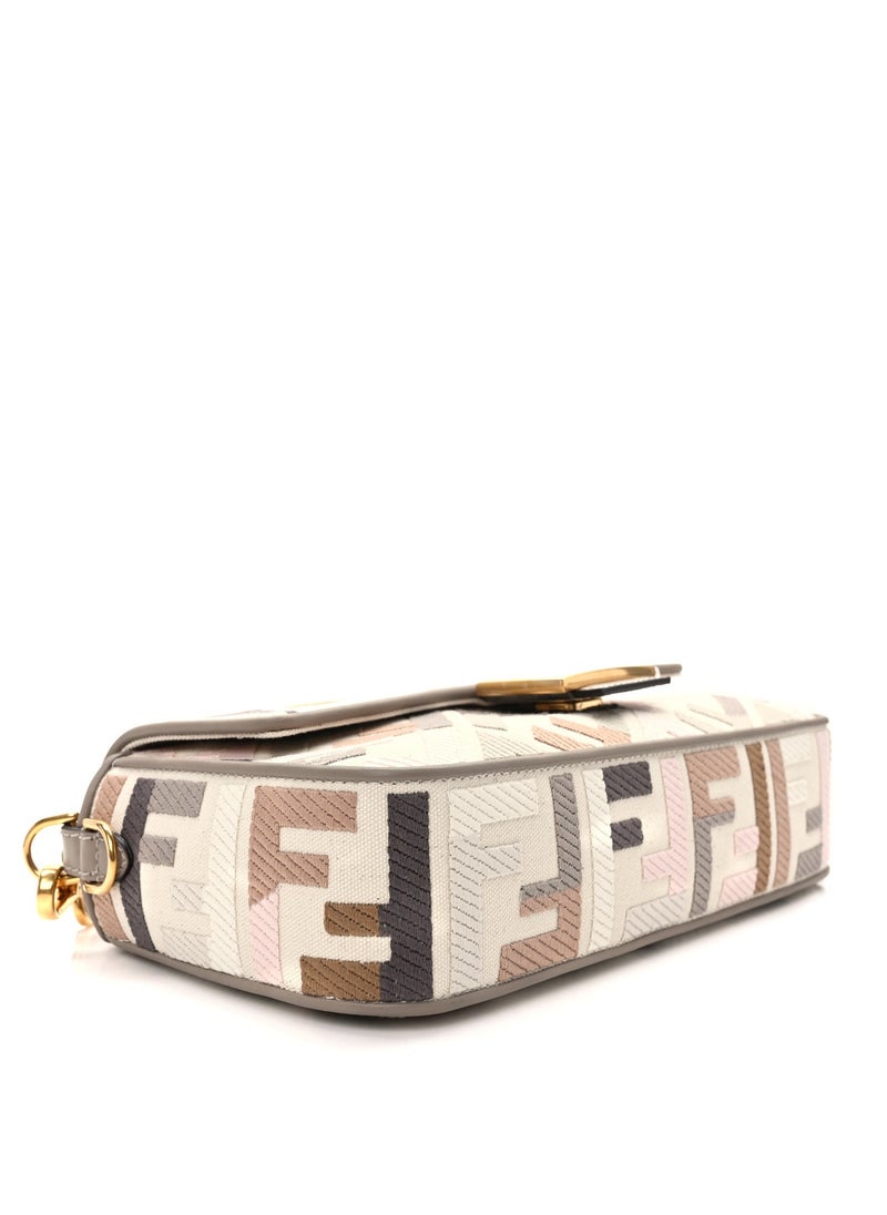 Canvas Vitello King Extra Strap FF Embroidered Baguette