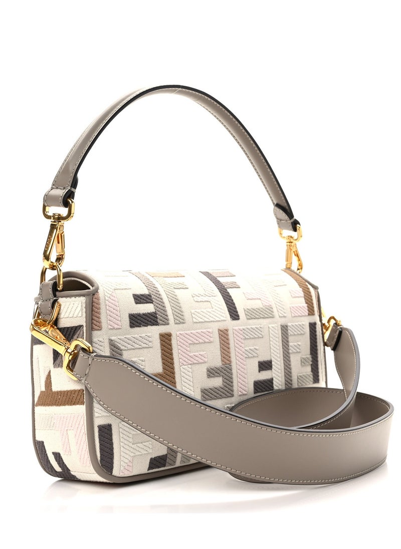 Canvas Vitello King Extra Strap FF Embroidered Baguette