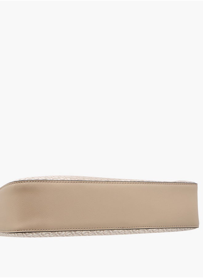 Women's Monogram Print Shoulder Bag with Flap Closure