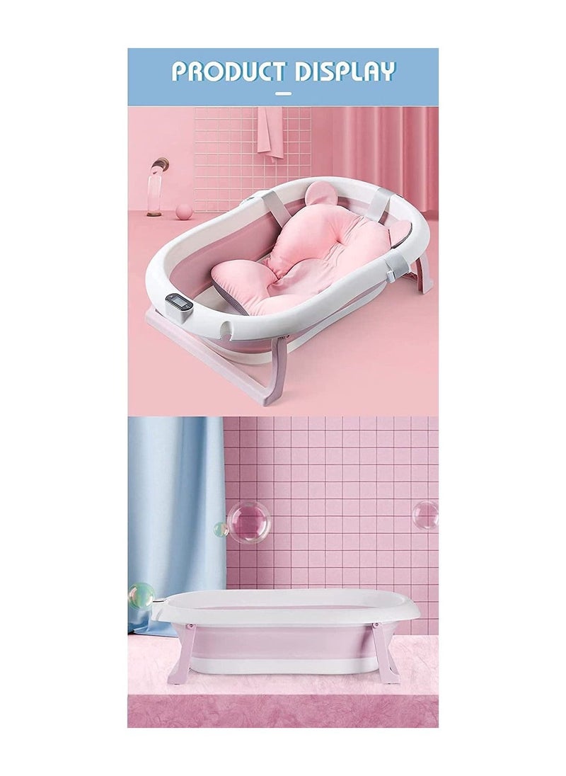 Baby Foldable Bath Tub Set (Pink)