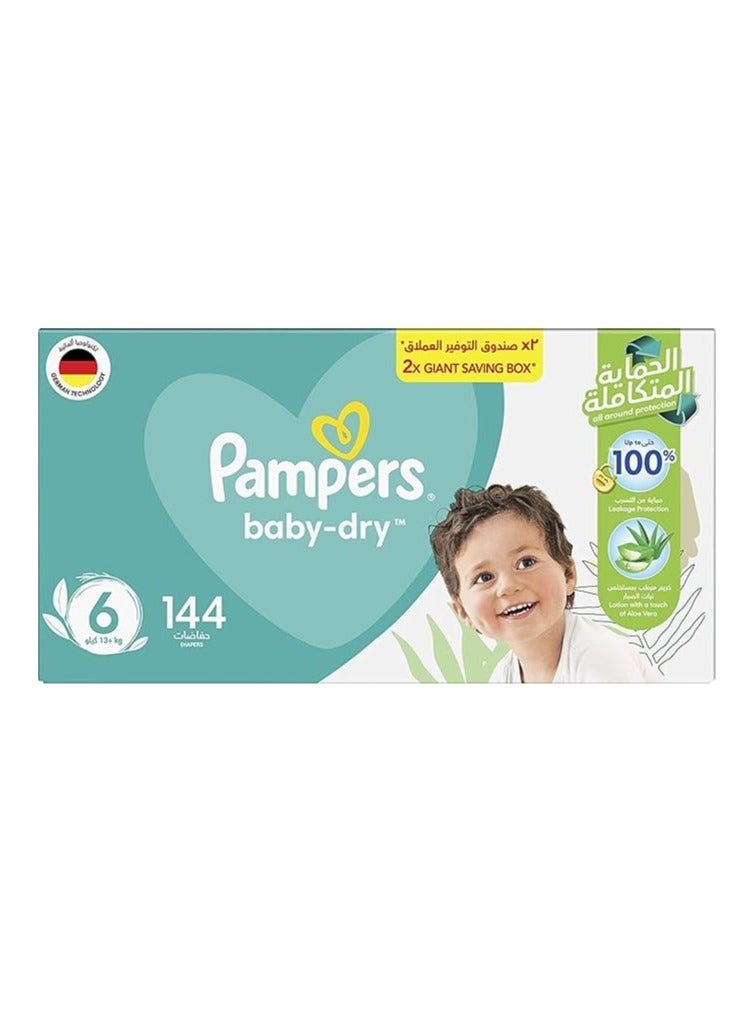 Premium Care Taped Baby Diapers, Size 6, 13+kg, Unique Softest Absorption for Ultimate Skin Protection, 144 Count