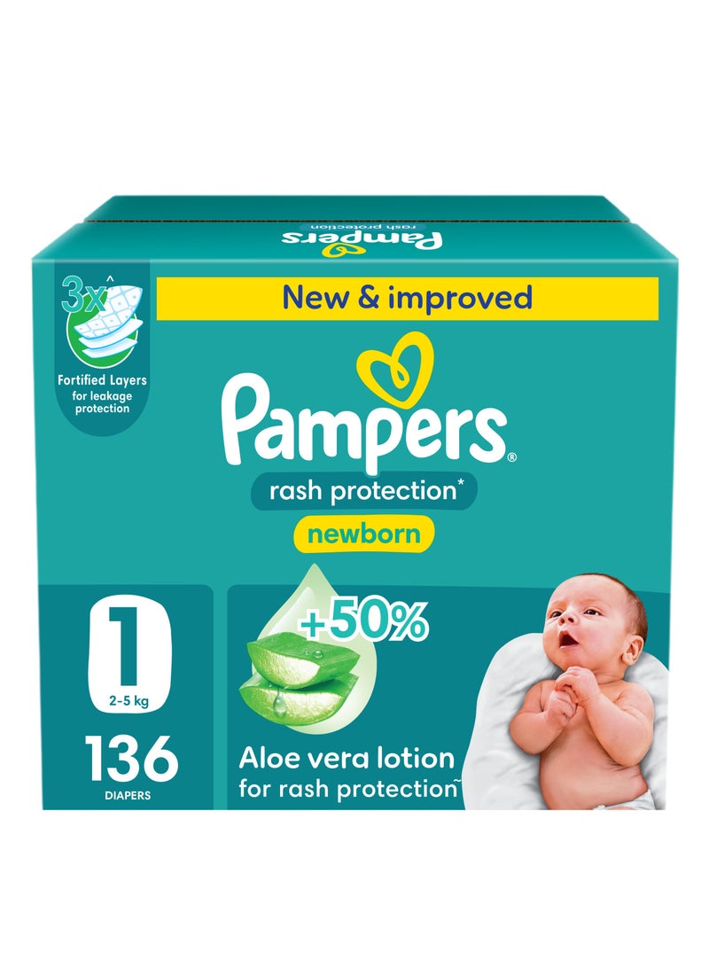 Rash Protection Taped Diapers Size 1 2-5kg - 136 Diaper