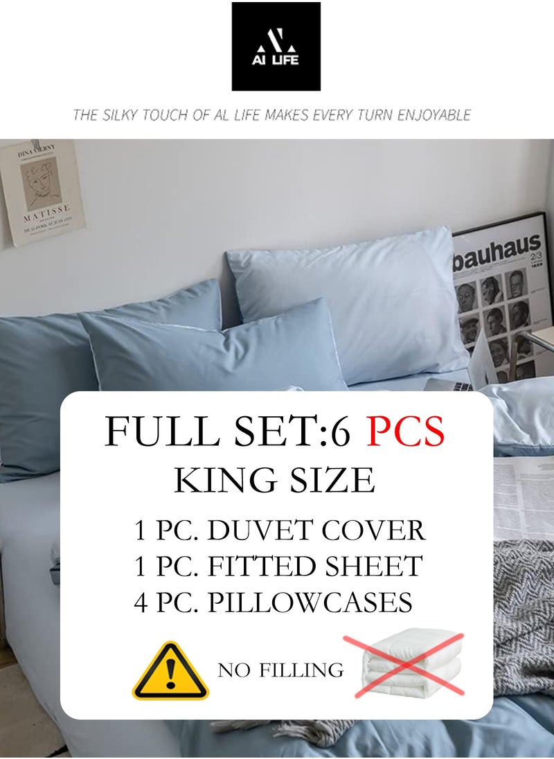 AI LIFE King Size Bedding Flat Sheet 6 Pcs Bed Sheet King Set Super Soft Cotton Breathable Cozy Non Pilling Sheets Shrinkage And Fade Resistant Easy Care