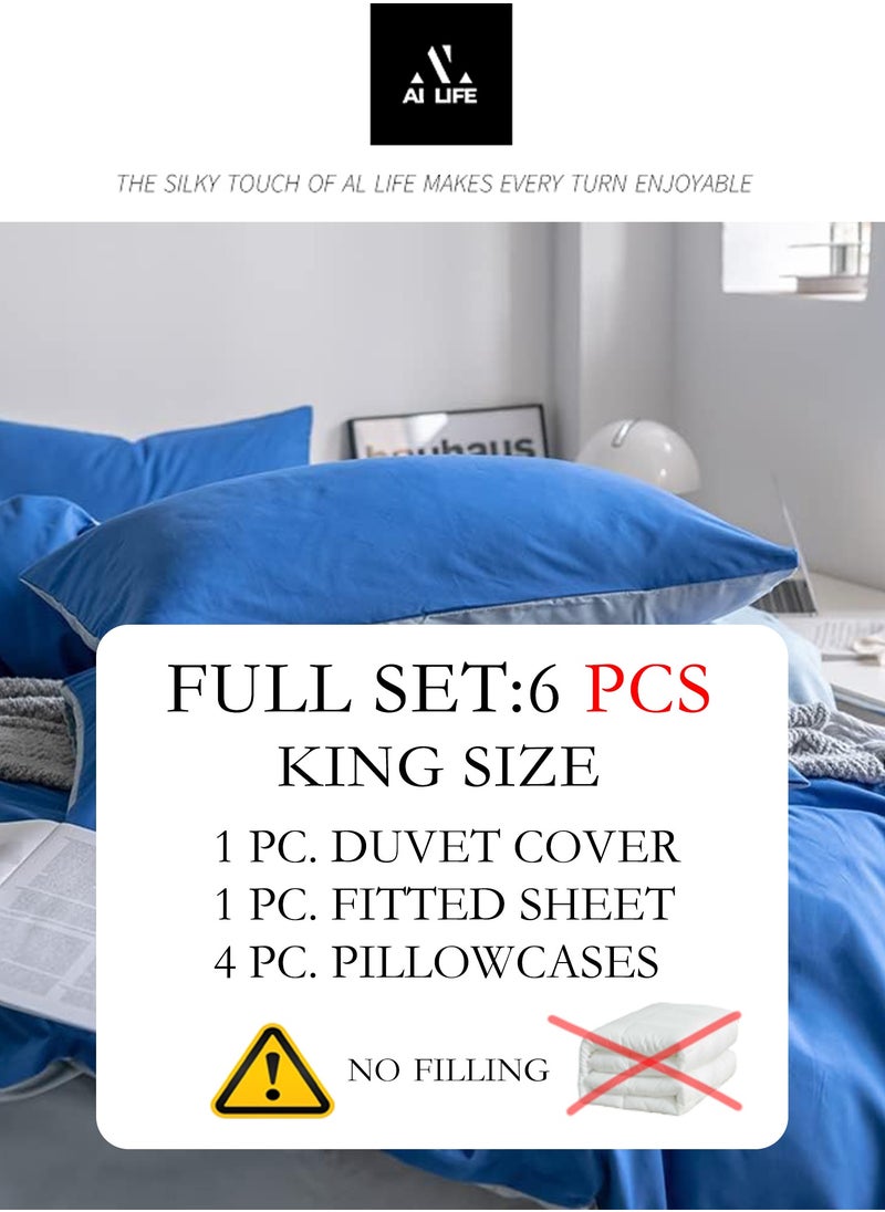 AI LIFE King Size 6-Pieces Bed Sheet Super Soft Cotton Breathable Cozy Non Pilling Sheets Shrinkage and Fade Resistant Easy Care