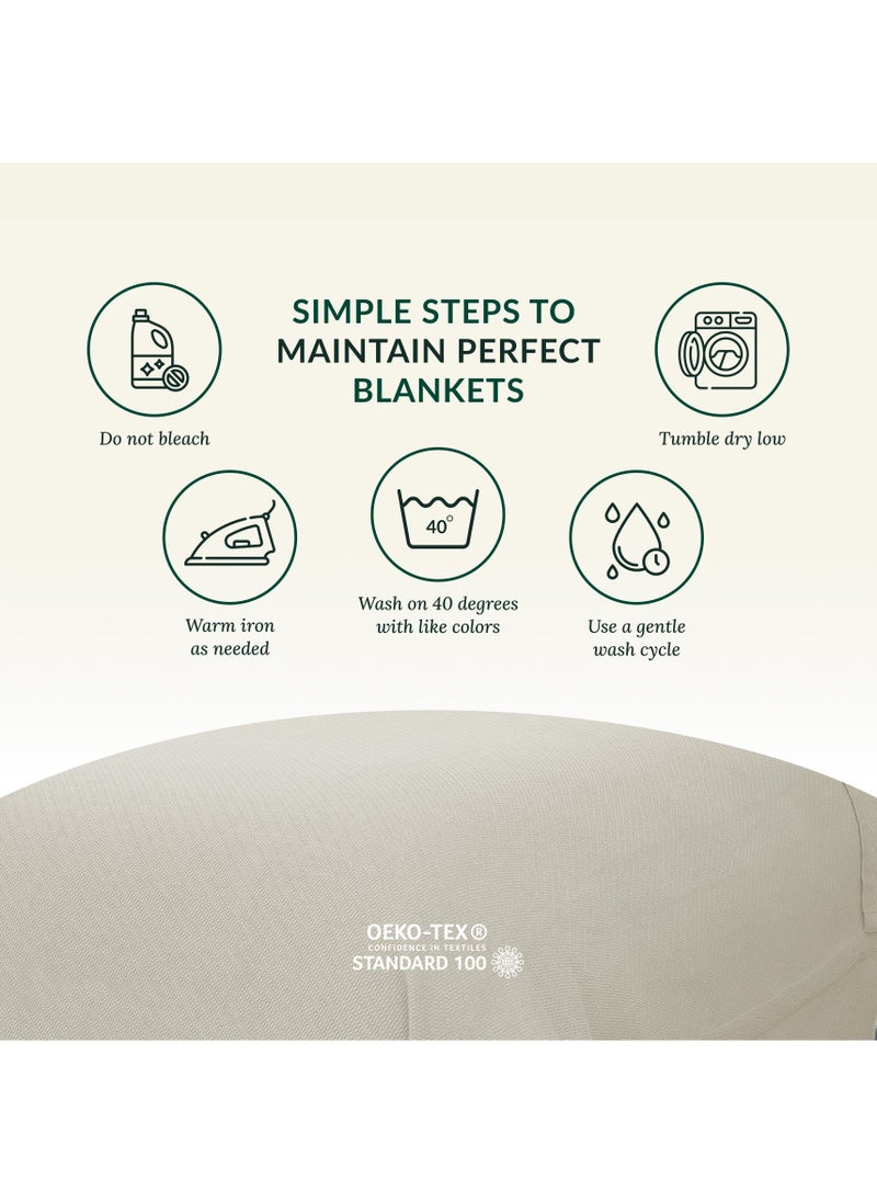 100% Cotton Herringbone Blanket for All Season, Soft and Breathable Thermal Blanket,Fog