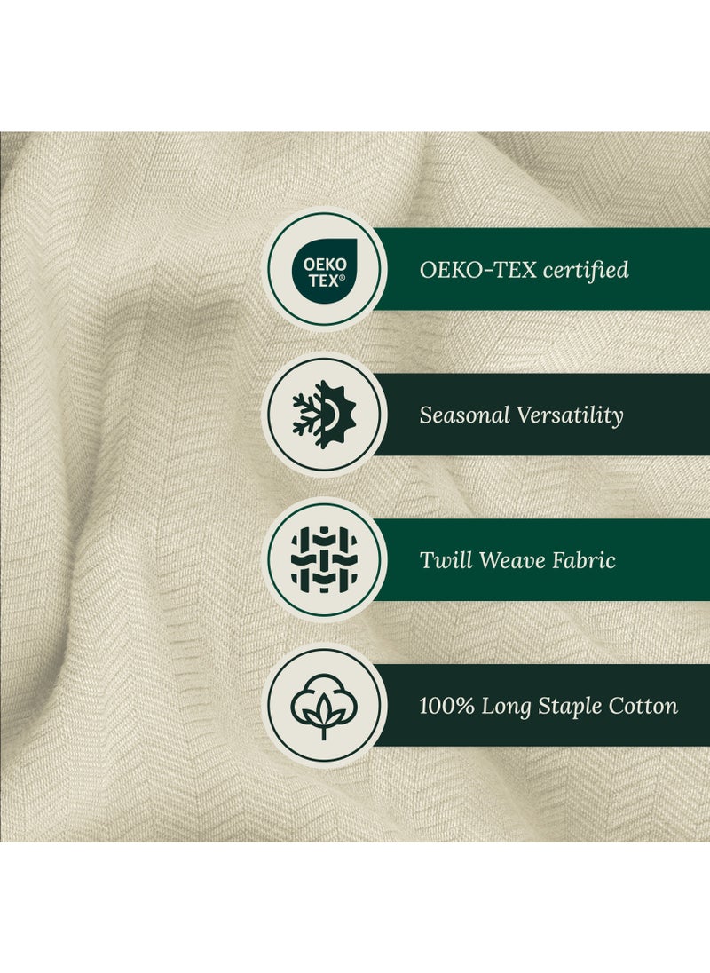100% Cotton Herringbone Blanket for All Season, Soft and Breathable Thermal Blanket,Fog