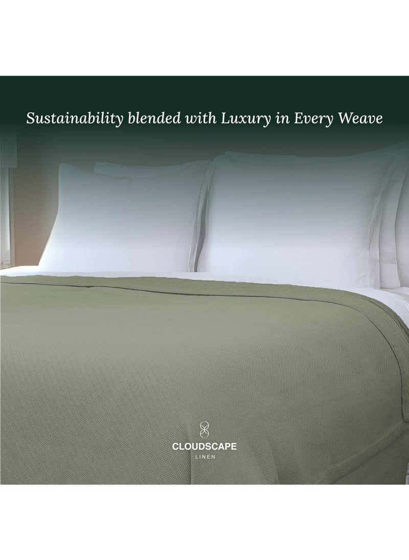 100% Cotton Herringbone Blanket for All Season, Soft and Breathable Thermal Blanket,Olive Green