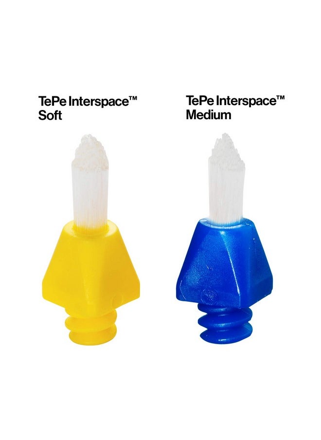 TEPE Interspace Angled Medium Toothbrush for Braces with Single-End Tuft and Removable Head, 12 Pack
