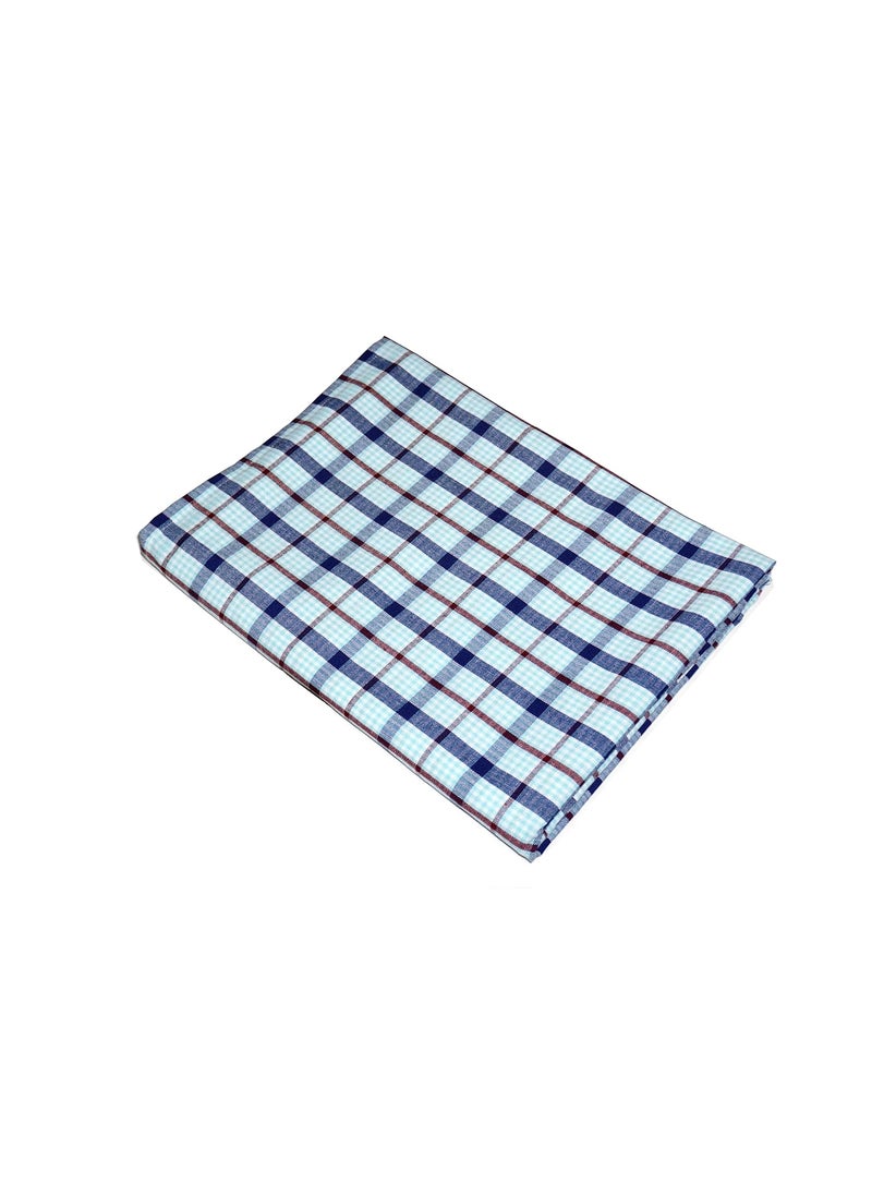 Crazy Weaves Khadhi Cotton BedSheet for Single Bed 60 X 90 inch Soft Cotton Flat Sheet Blue Checks