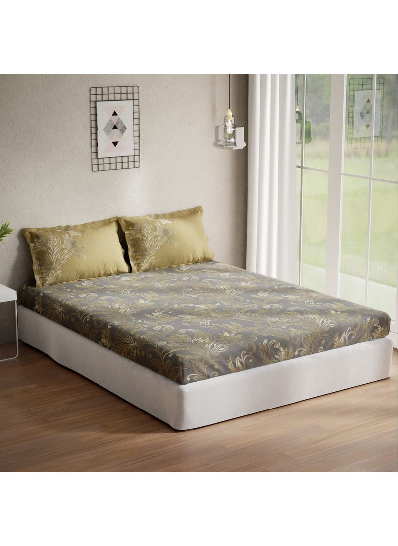 DDECOR Pack of 1 Sophia Ethnic Double Bedsheet with 2 Pillow Covers Grey