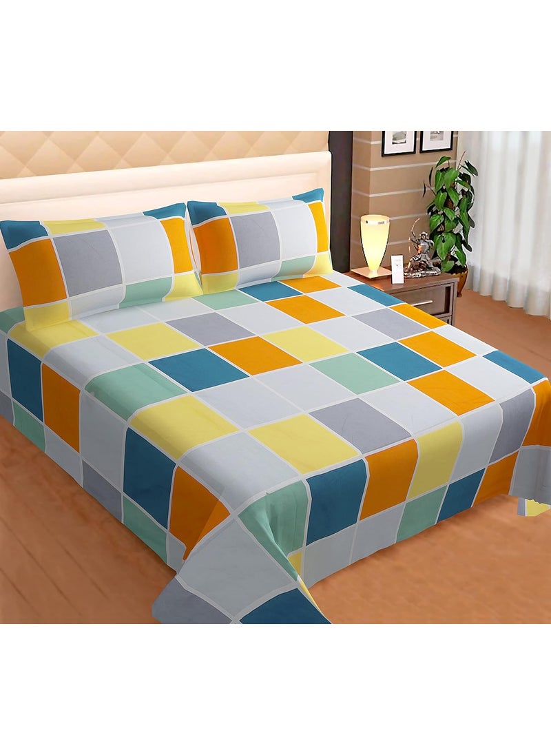 WCX 300TC Printed Bedsheet King Size with 2 Pillow Cover Combo 90 x 100 inch 17 x 27 inch bedsheet Double Bed