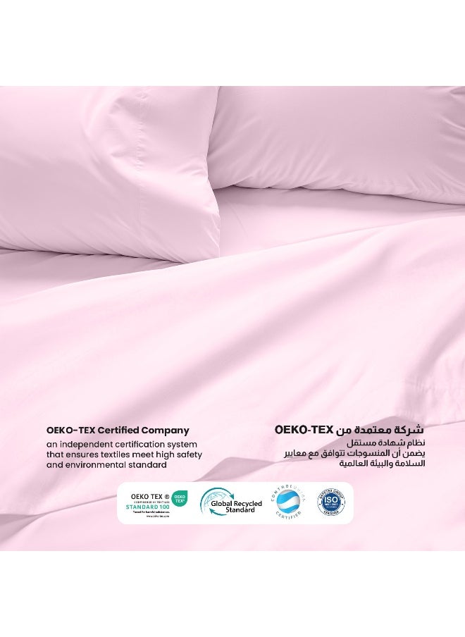 3-Piece Pink Plush 200X220 Flat Bedsheet Set Includes 1 Deep Pocket Flat Bedsheet And 2 Pillow Covers, Breathable And Machine Washable